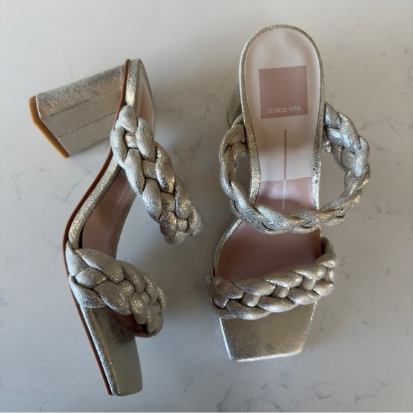 Dolce Vita Paily Braided two strap Heel in gold New Size: 6 - Picture 2 of 8